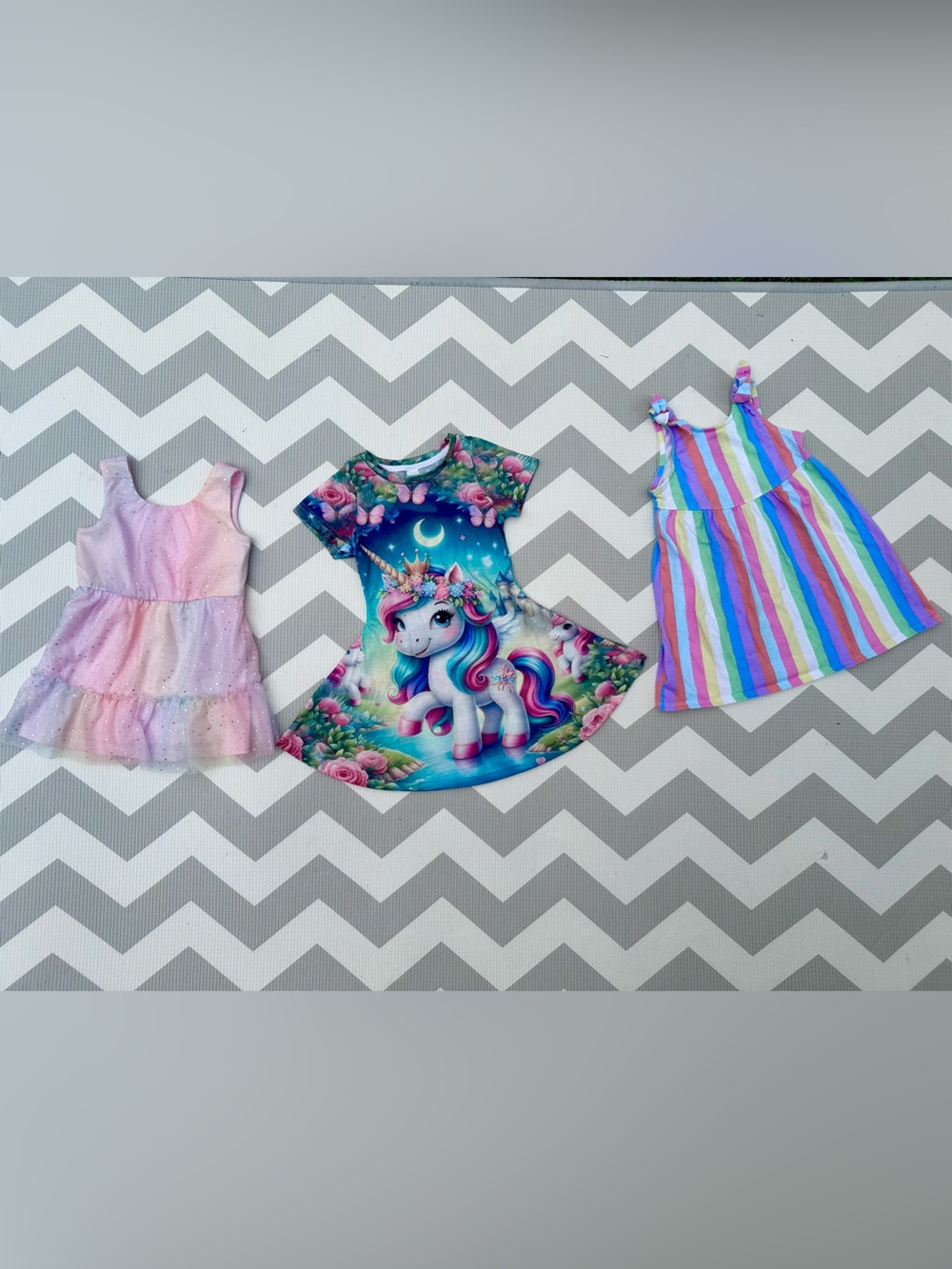 Girls rainbow dresses- lot of 3